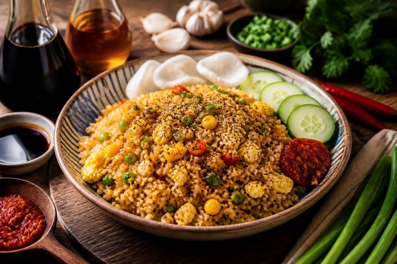 Recette de nasi goreng : riz frit indonésien aux légumes