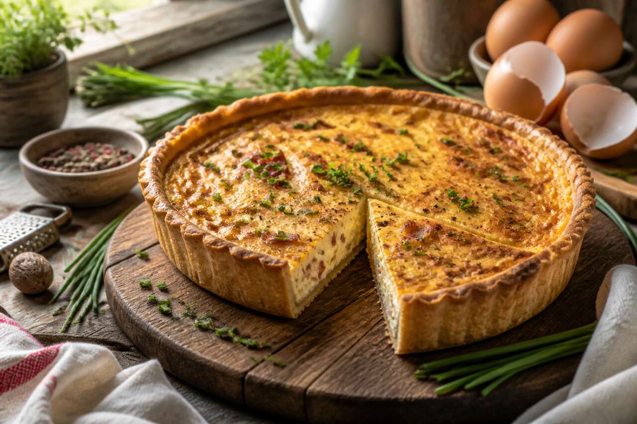 Quiche lorraine : recette au fromage frais et fines herbes