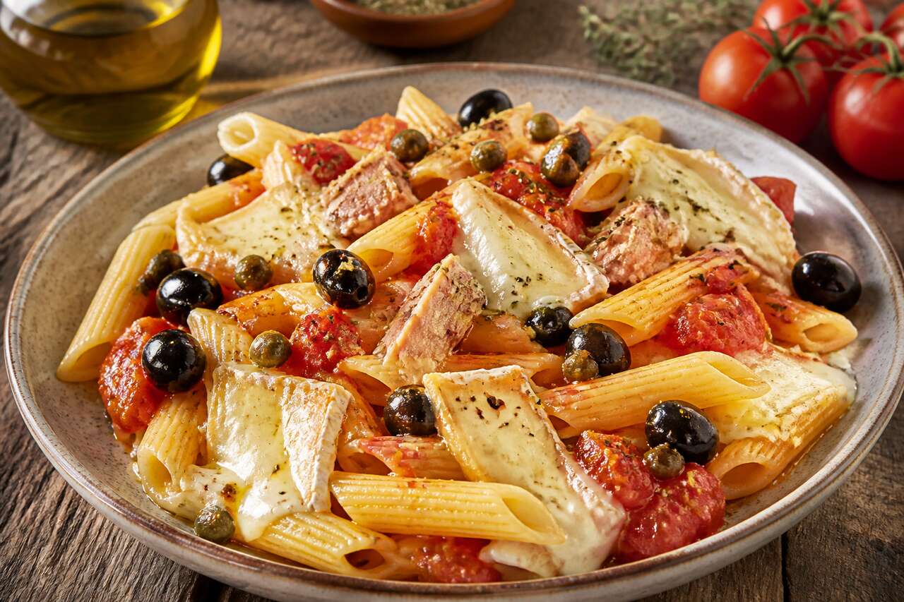 Penne à la sicilienne : thon et Camembert