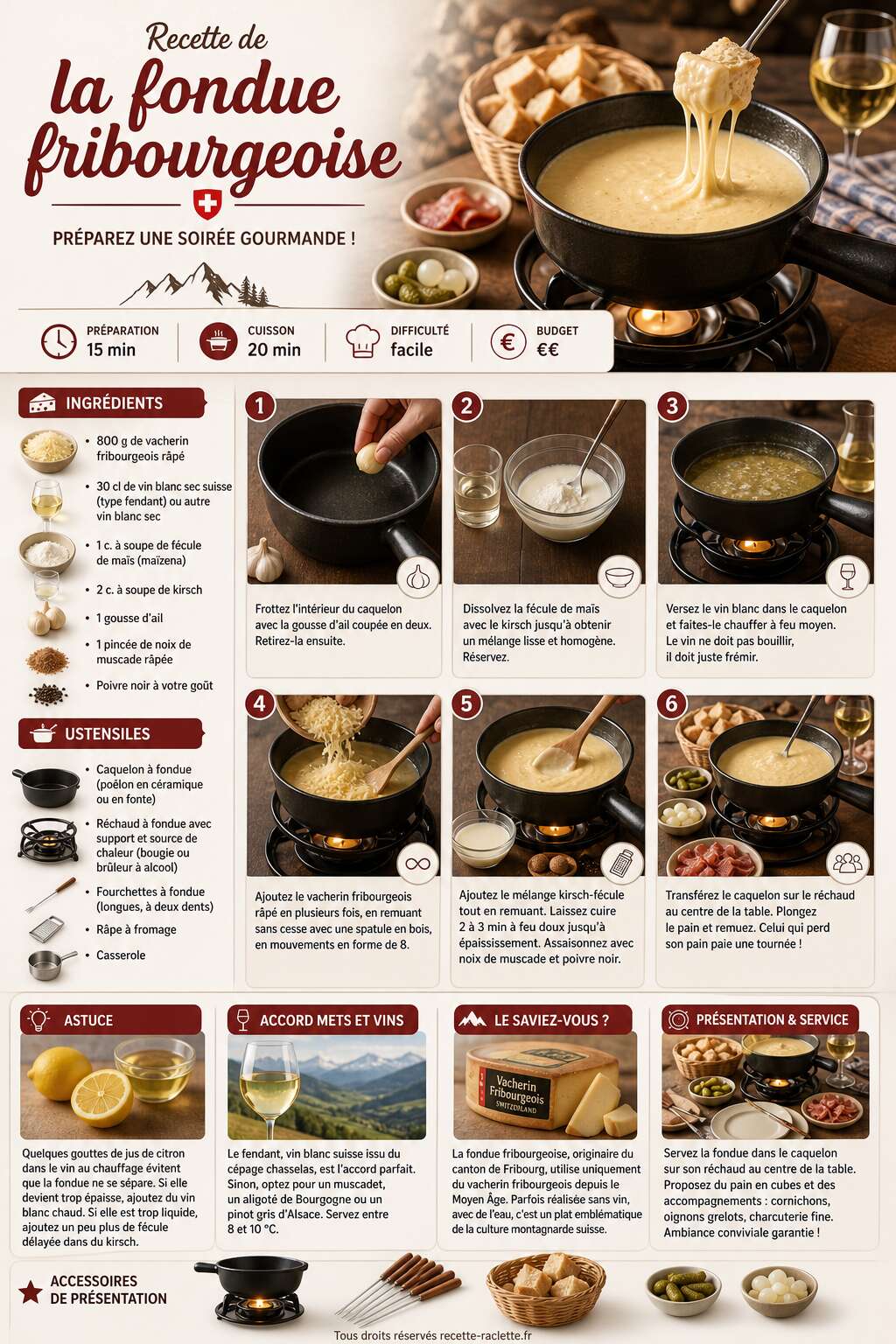 Fiche recette Recette de la fondue fribourgeoise : pr&eacute;parez une soir&eacute;e gourmande !