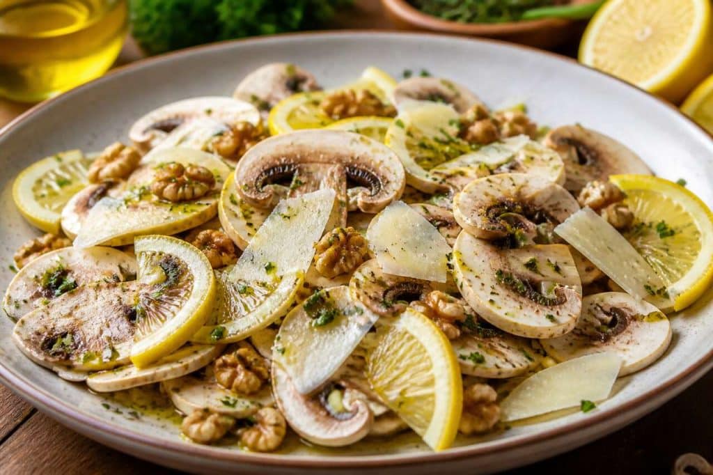 Salade de champignons de paris au fromage : recette savoureuse