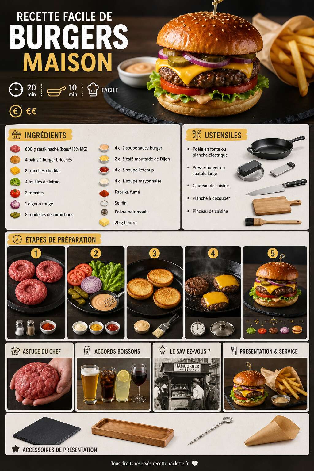 Fiche recette Recette facile de burgers maison Fiche recette Recette facile de burgers maison