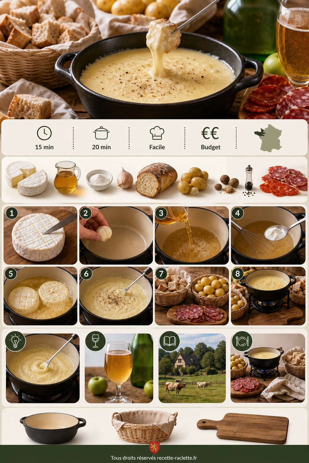 Fiche recette Recette fondue camembert au cidre : d&eacute;lice fromager