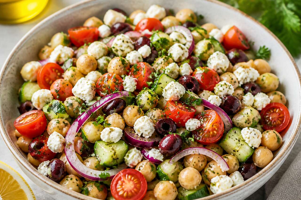 Salade de pois chiches et feta : recette gourmande