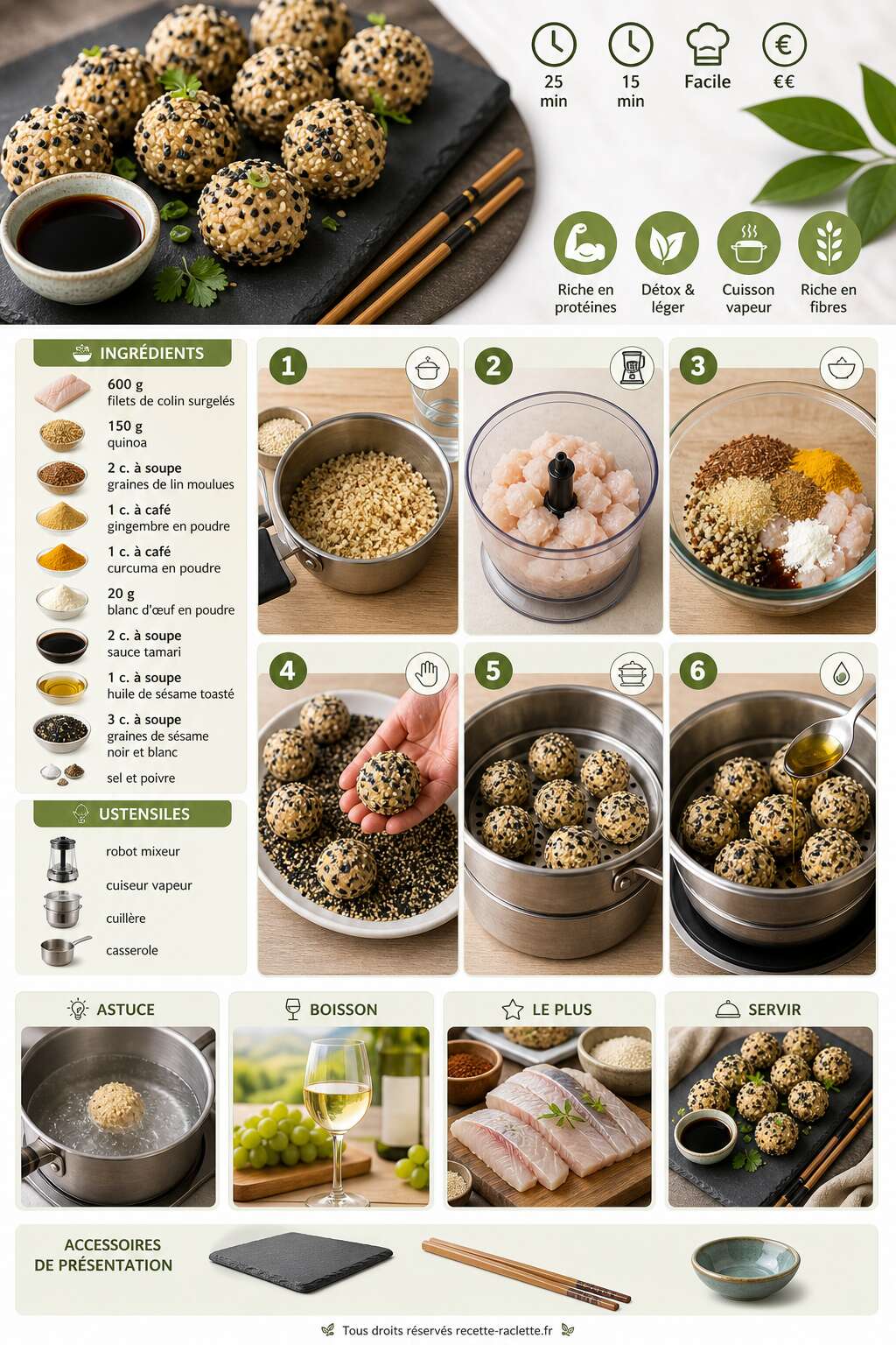 Fiche recette Boulettes de poisson d&eacute;tox et prot&eacute;in&eacute;es : la recette saine et gourmande