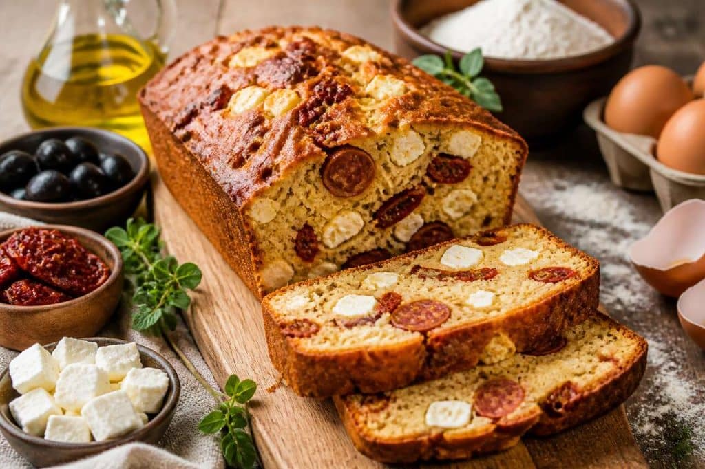 Cake feta chorizo et tomates séchées : recette savoureuse