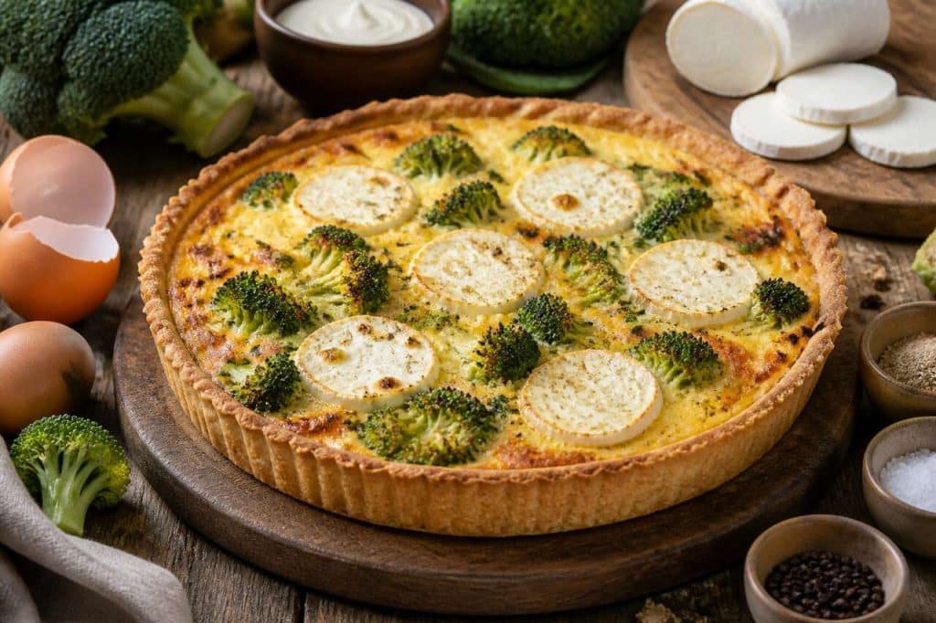 Recette de quiche brocoli chèvre : facile et savoureuse