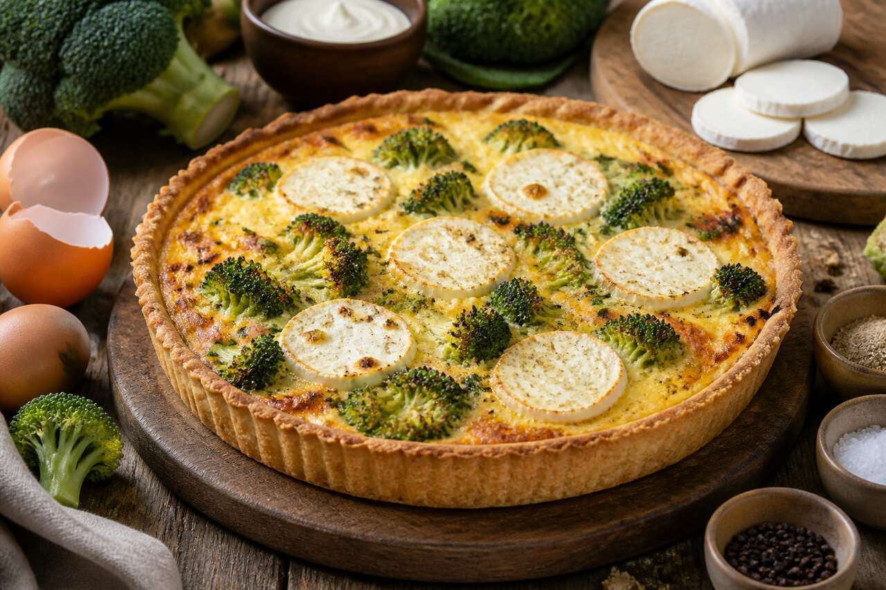Recette de quiche brocoli chèvre : facile et savoureuse