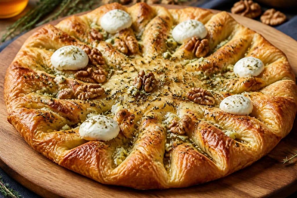 Pizza soleil : recette gourmande aux noix et fromage bleu