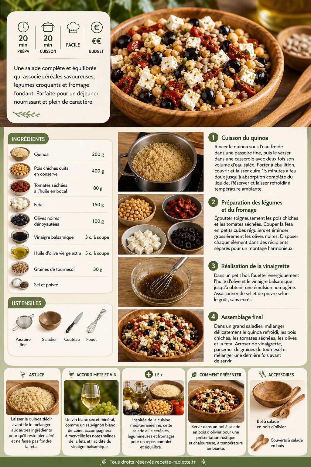 Fiche recette Salade compl&egrave;te : c&eacute;r&eacute;ales, l&eacute;gumes et fromage