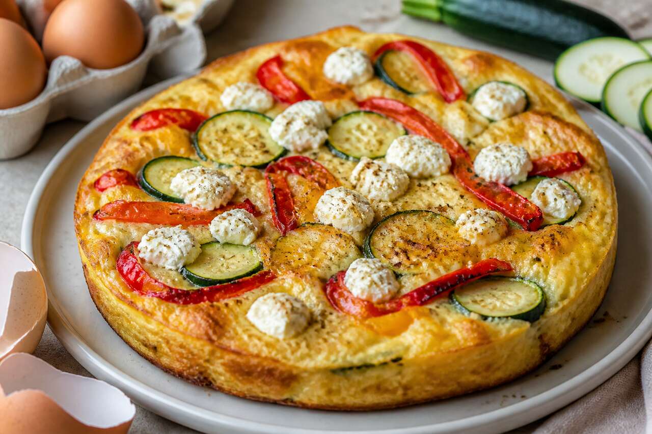 Quiche sans pâte au chèvre frais et légumes : recette savoureuse