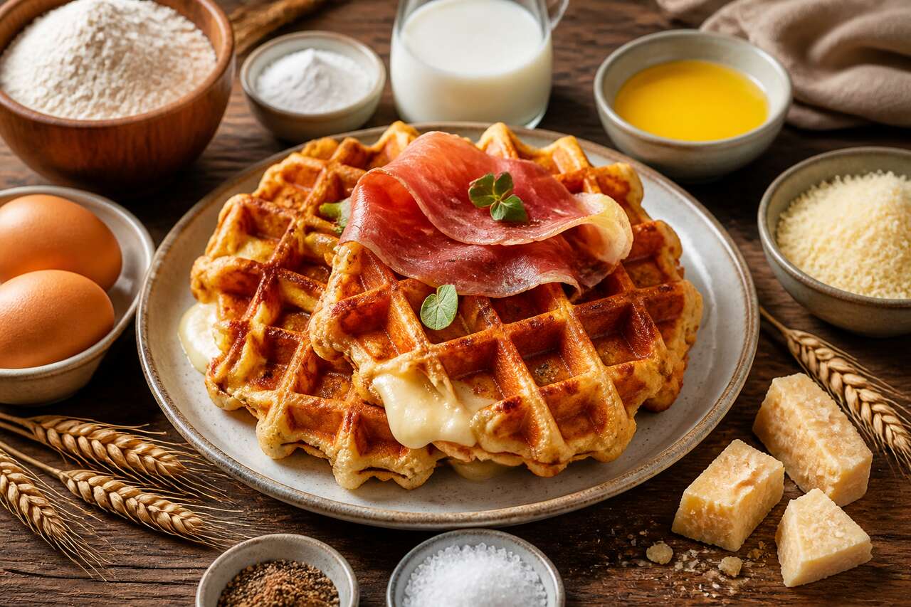 Gaufres salées au jambon cru et mozzarella : recette gourmande