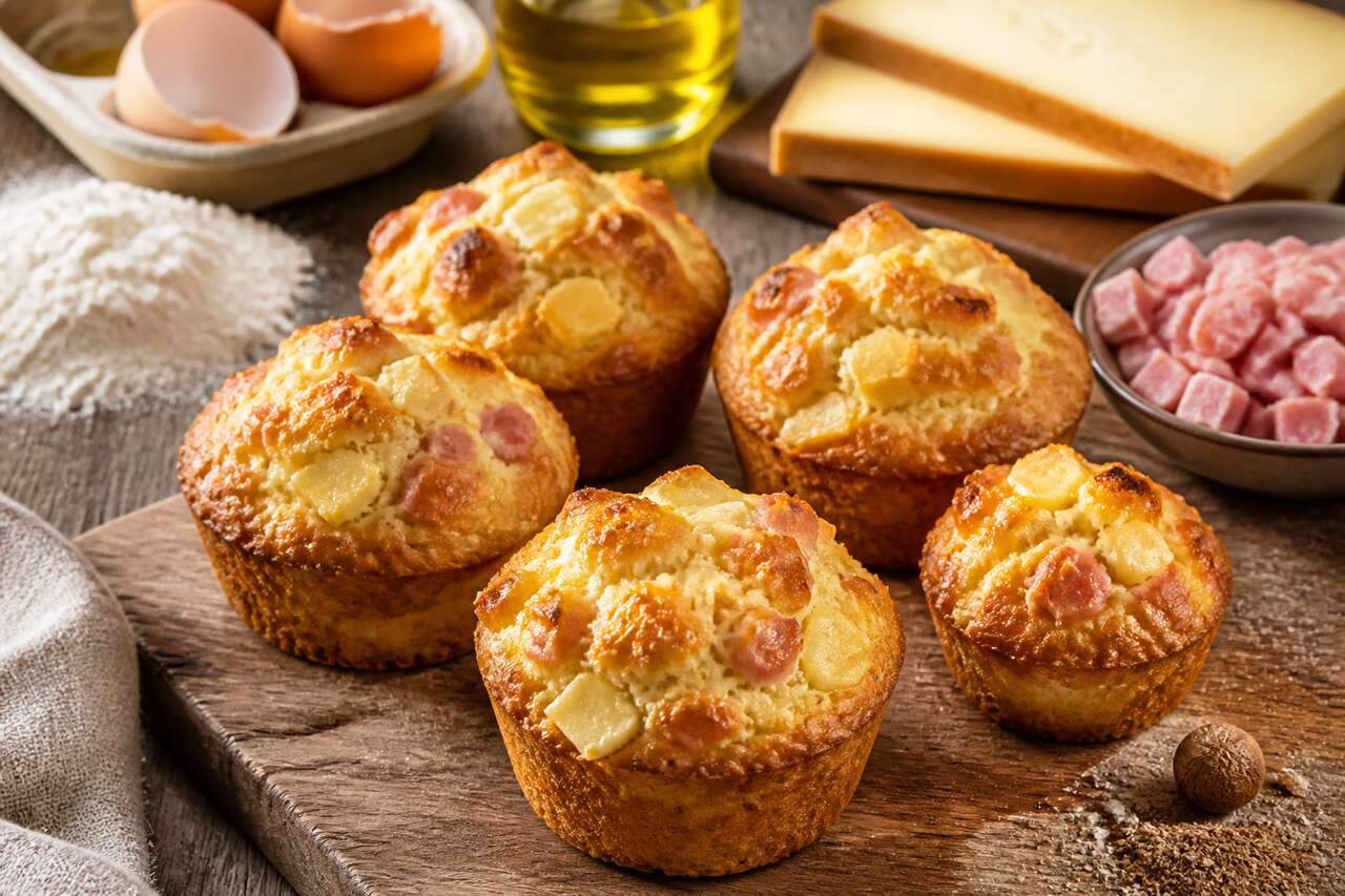 Muffins salés au jambon et fromage à raclette : recette gourmande