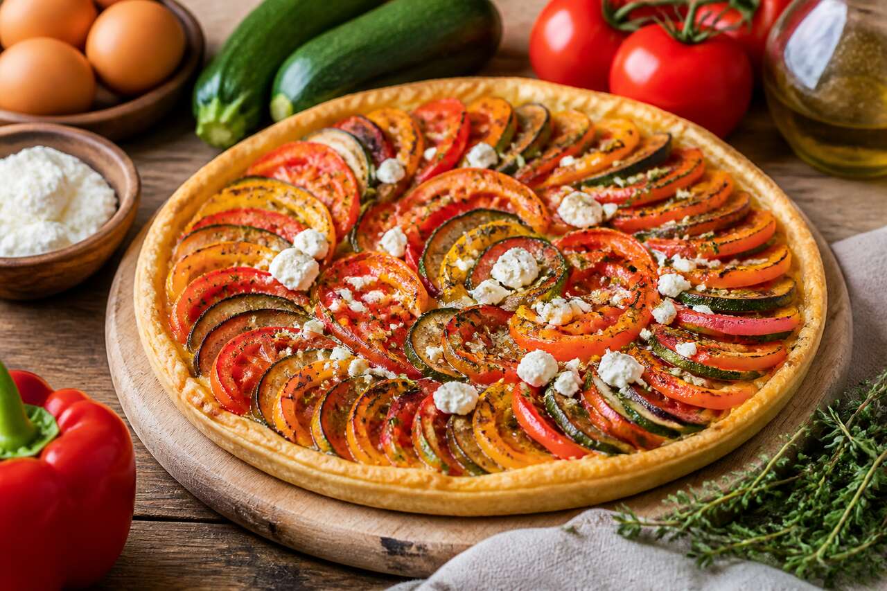 Recette de tarte aux légumes et fromage frais