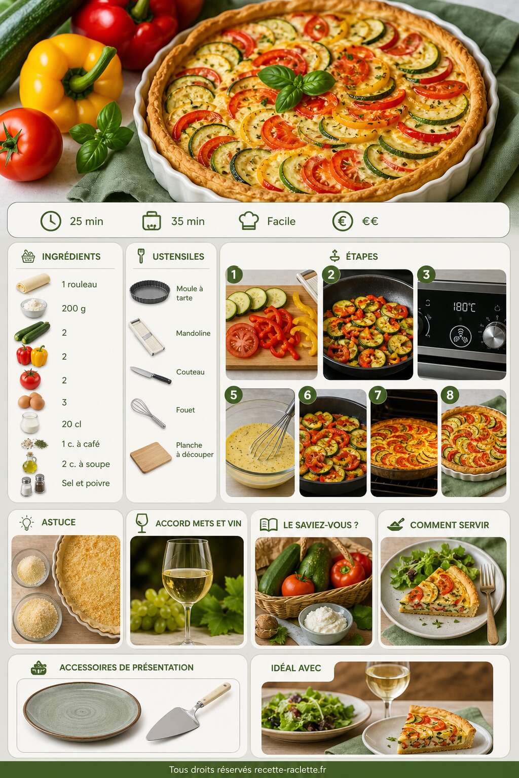 Fiche recette Recette de tarte aux légumes et fromage frais Fiche recette Recette de tarte aux légumes et fromage frais