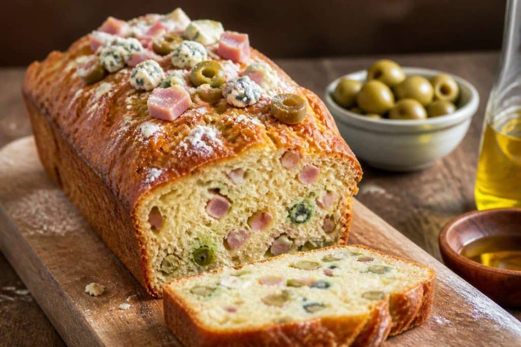 Cake aux olives et jambon au bleu : recette savoureuse