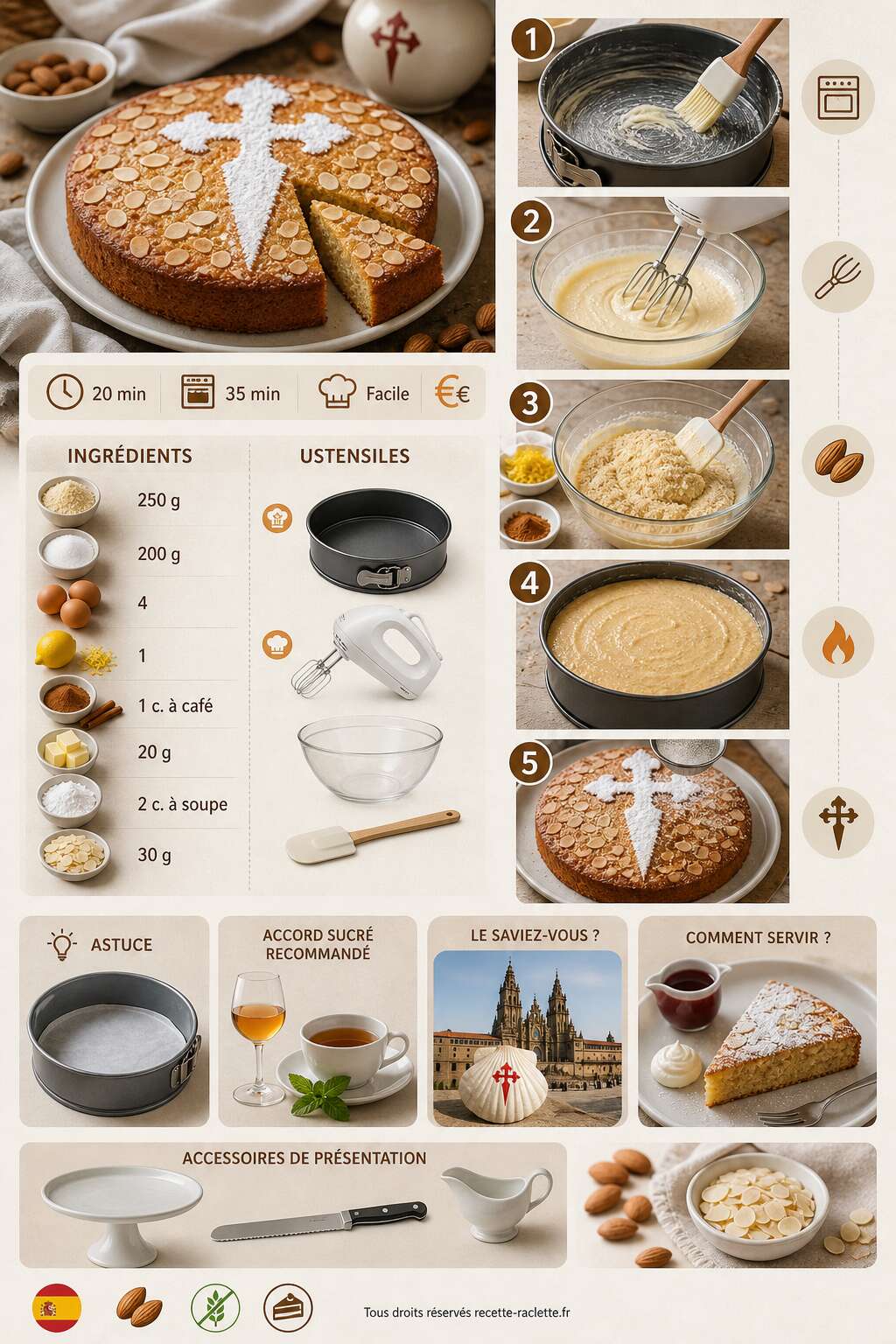 Fiche recette Gâteau espagnol aux amandes : recette facile et savoureuse Fiche recette Gâteau espagnol aux amandes : recette facile et savoureuse