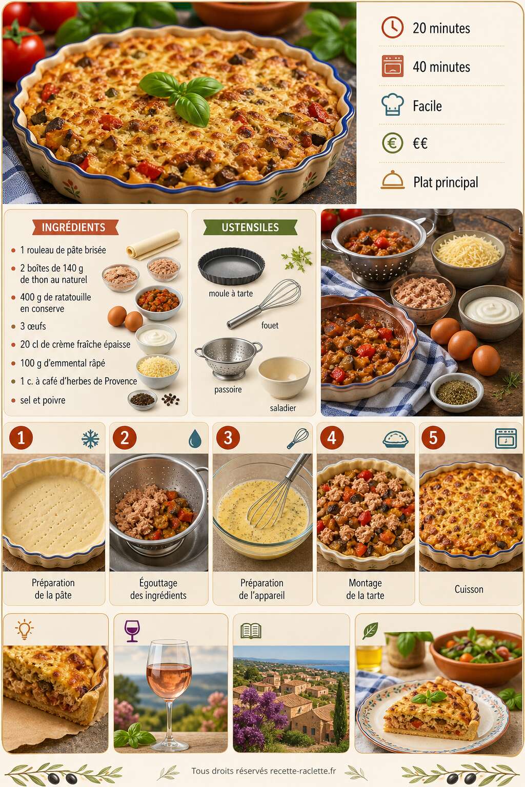 Fiche recette Recette de tarte thon ratatouille maison Fiche recette Recette de tarte thon ratatouille maison