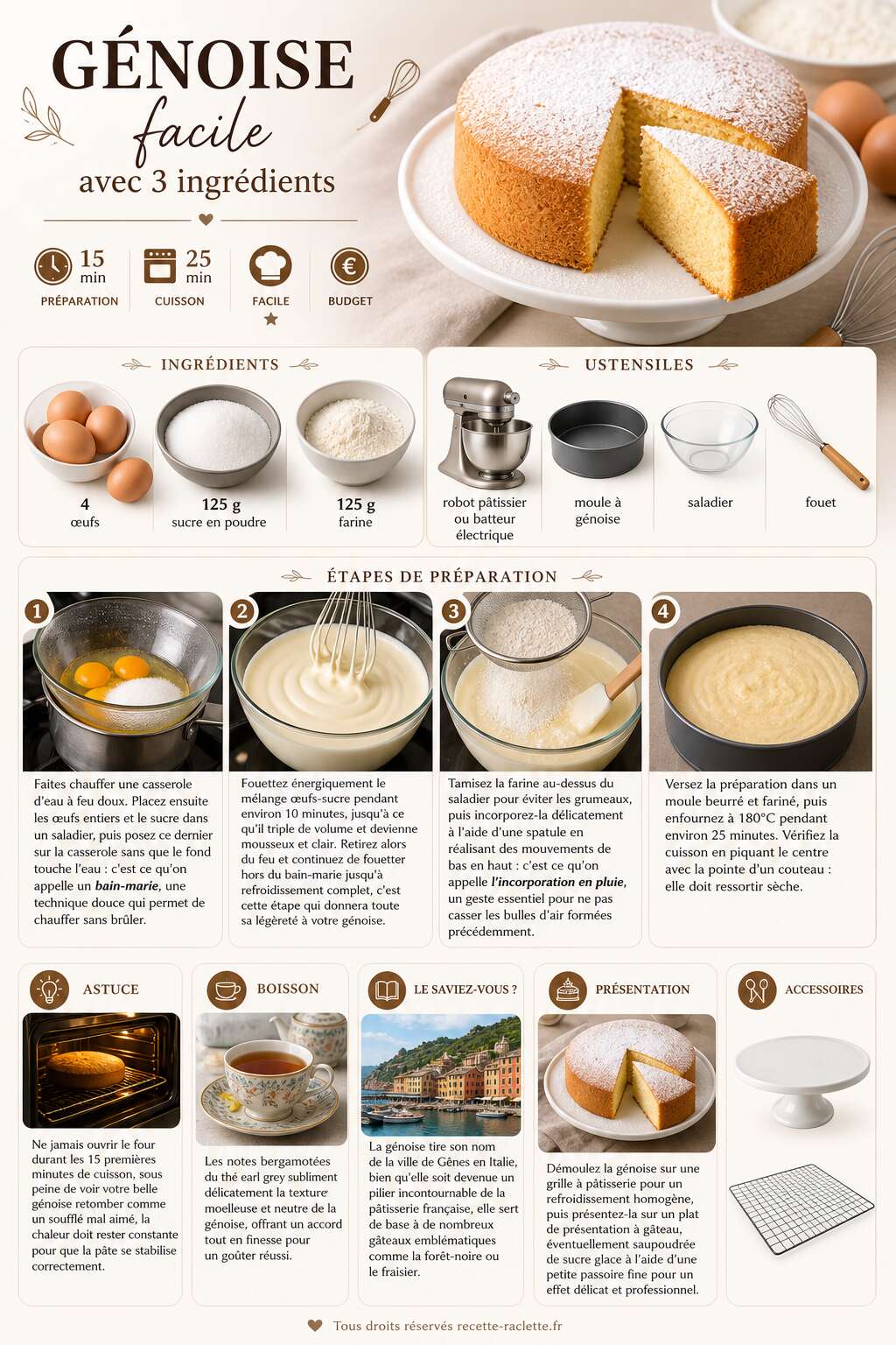 Fiche recette G&eacute;noise facile avec 3 ingr&eacute;dients