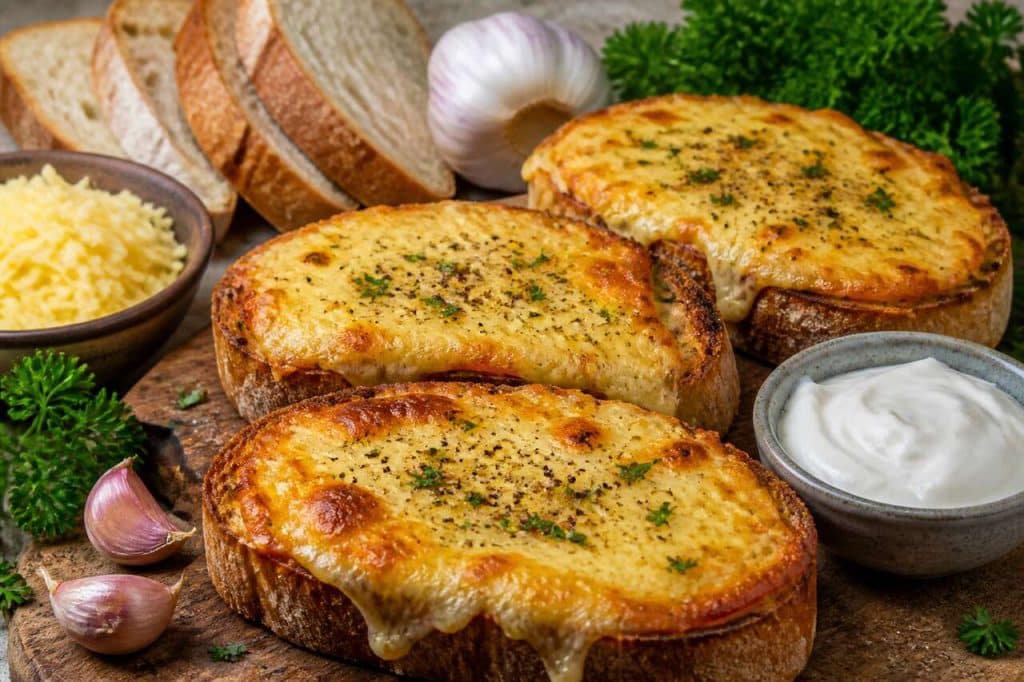 Tartines gratinées au fromage et à l'ail : recette facile