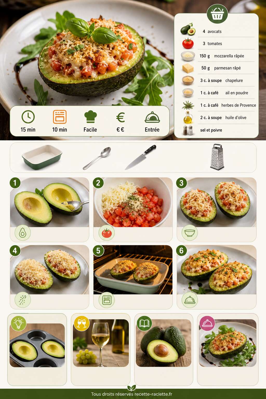 Fiche recette Avocat farci à la tomate et au fromage : la recette gourmande Fiche recette Avocat farci à la tomate et au fromage : la recette gourmande