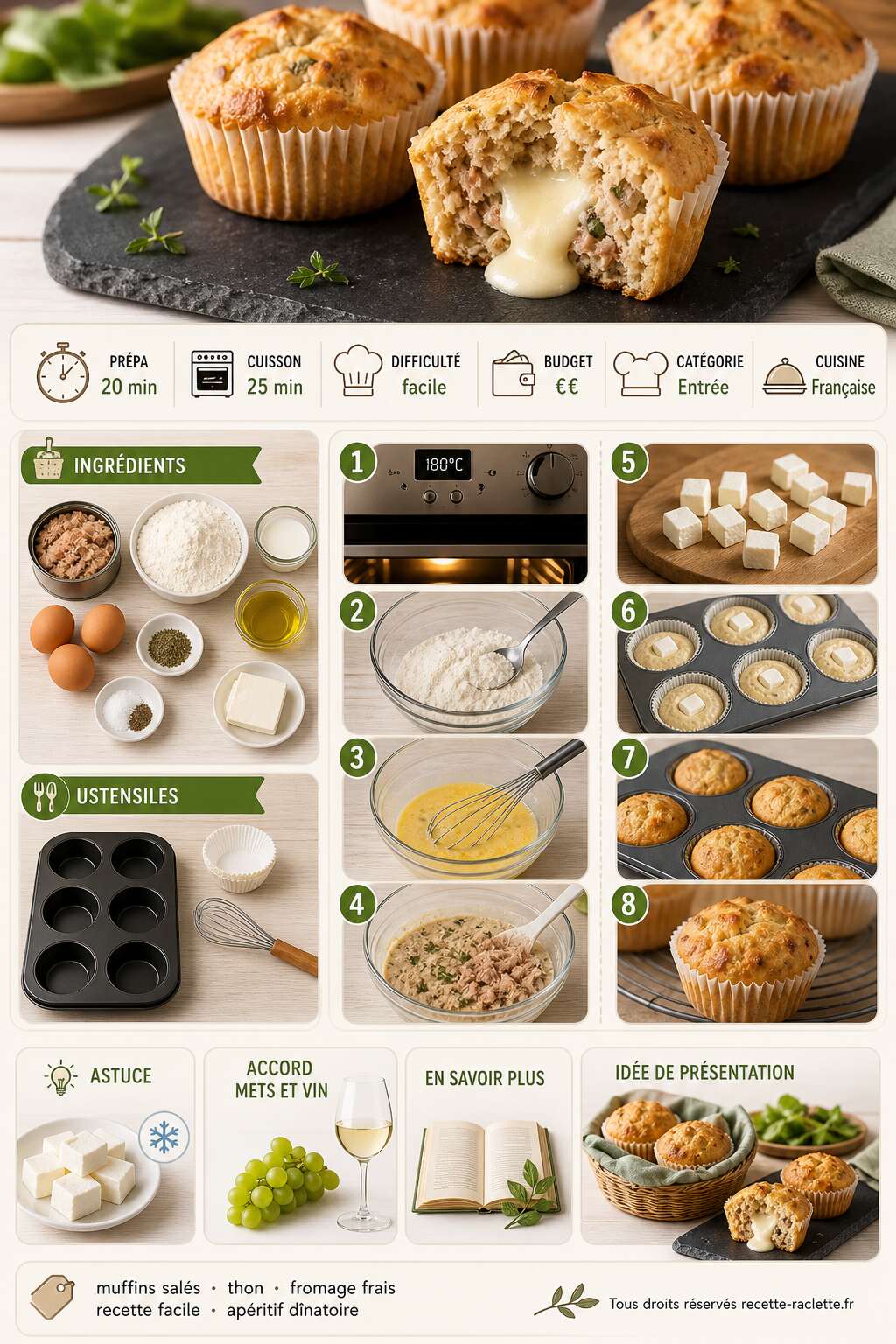 Fiche recette Muffins au thon : recette gourmande au cœur de fromage frais Fiche recette Muffins au thon : recette gourmande au cœur de fromage frais