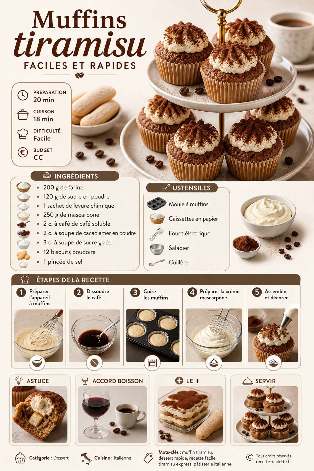 Fiche recette Recette muffins tiramisu faciles et rapides