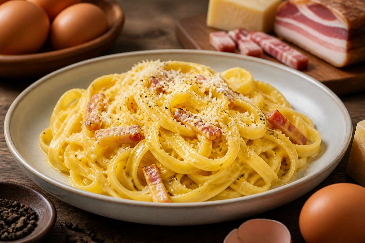 Tagliatelles à la Carbonara au Parmesan : recette savoureuse
