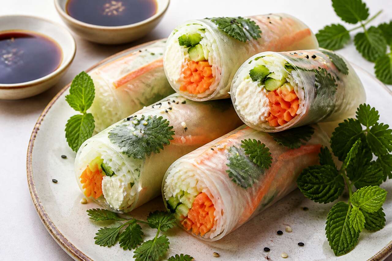 Rouleaux de printemps : recette au fromage frais
