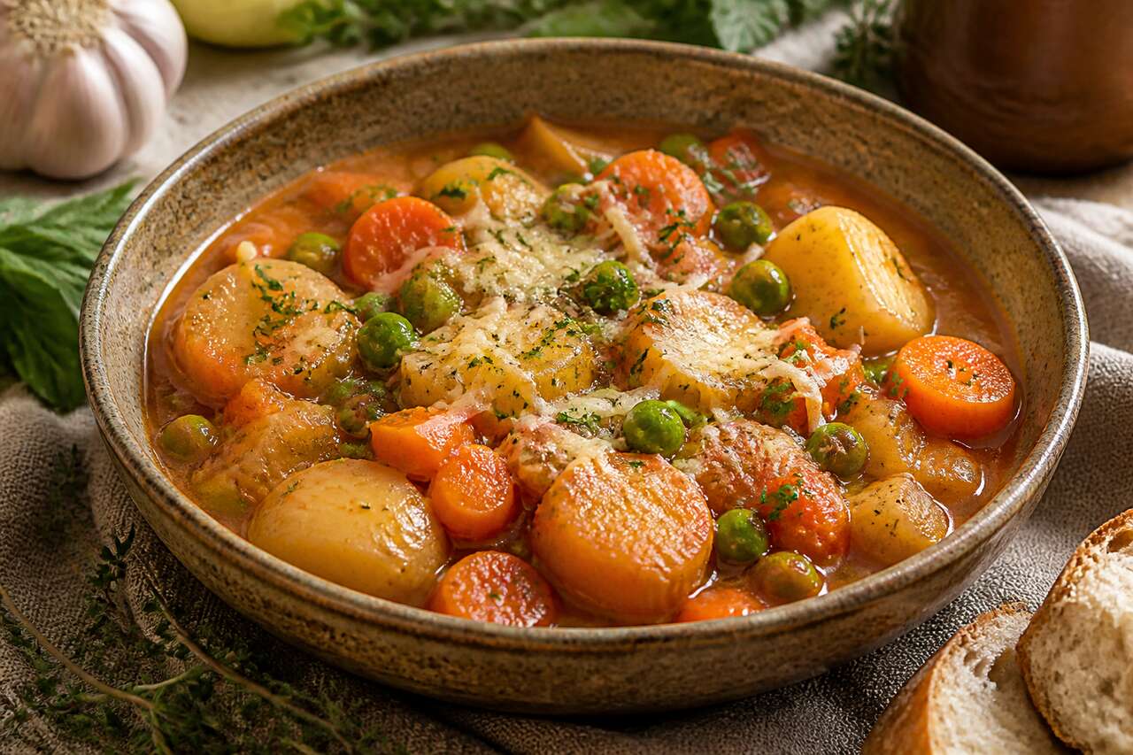 Recette de navarin végétarien aux légumes et fromage