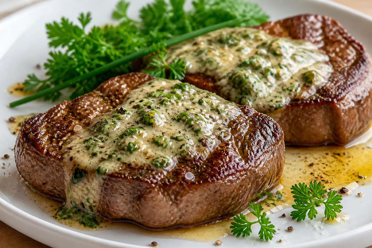 Entrecôte : sauce fromage frais à l'ail et fines herbes