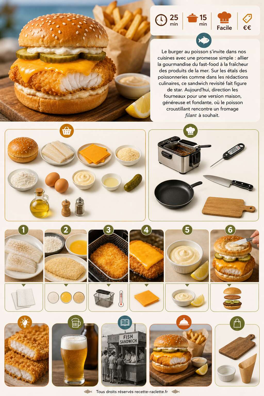Fiche recette Burger au poisson et fromage : la recette savoureuse Fiche recette Burger au poisson et fromage : la recette savoureuse