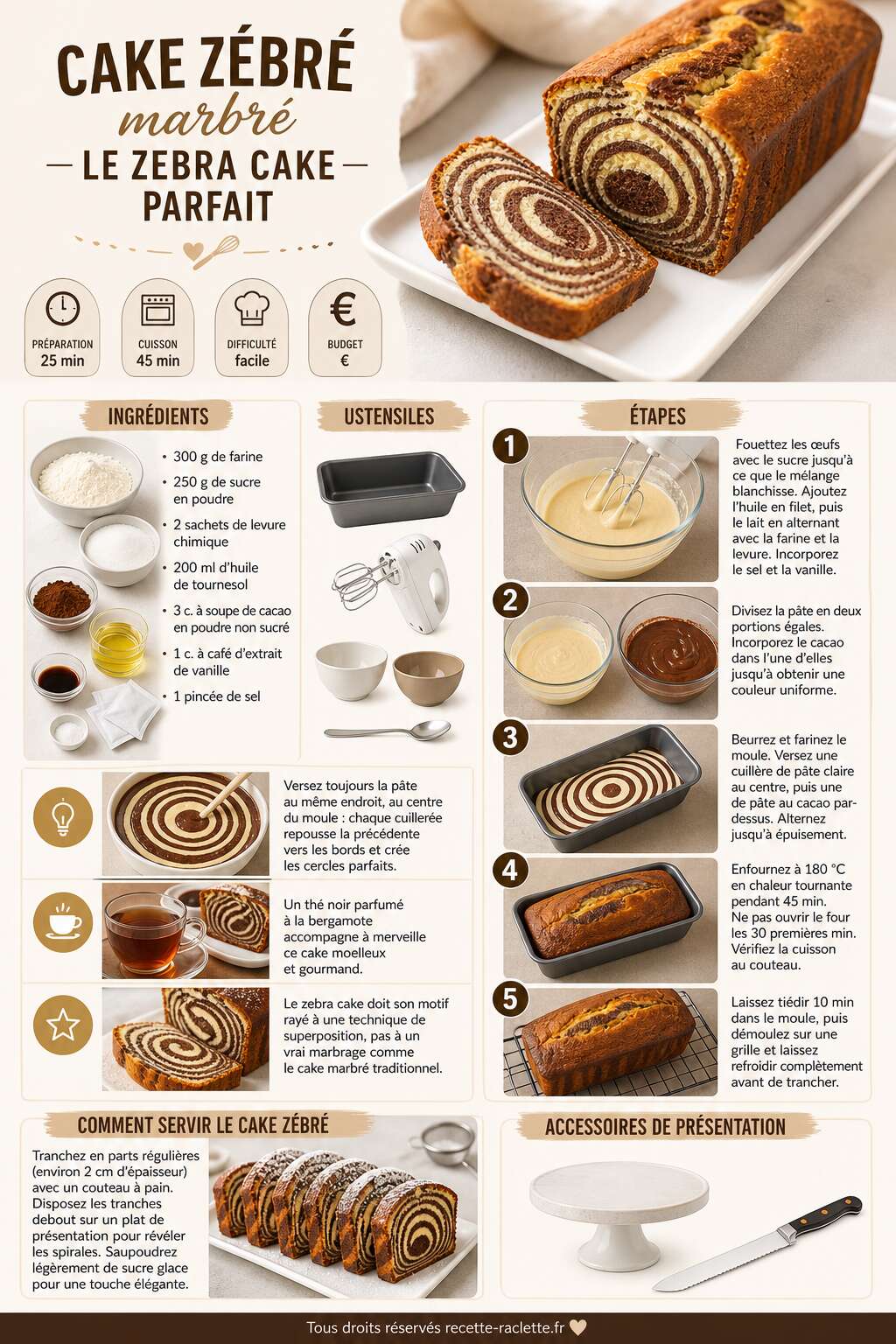 Fiche recette Recette facile du cake zébré marbré : réalisez un zebra cake parfait Fiche recette Recette facile du cake zébré marbré : réalisez un zebra cake parfait