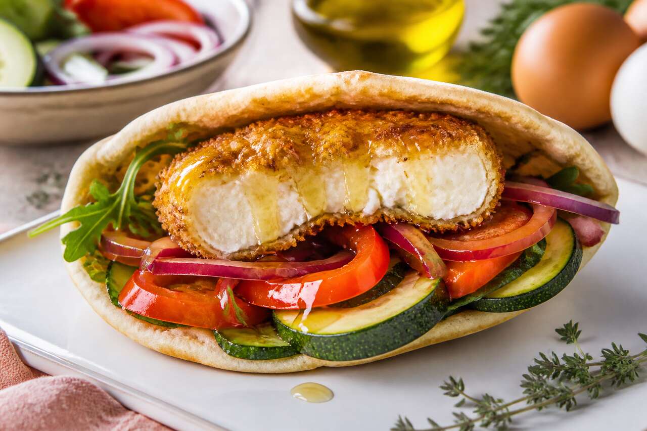Recette sandwich pita aux légumes et chèvre croustillant