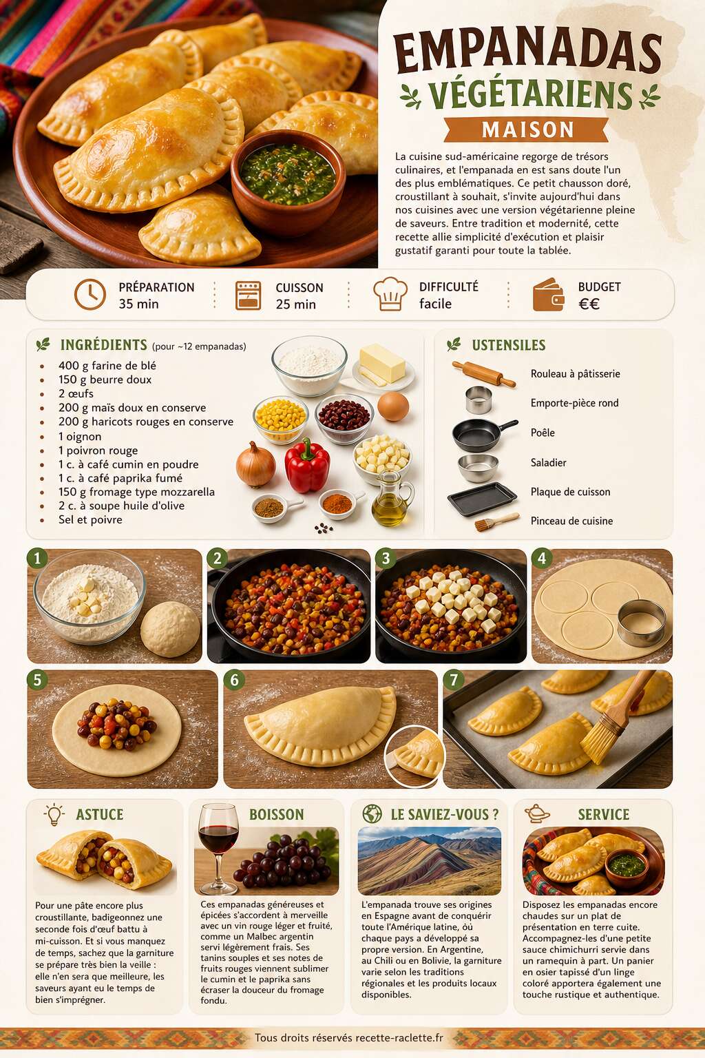 Fiche recette Empanadas végétariens maison : recette facile pas à pas Fiche recette Empanadas végétariens maison : recette facile pas à pas