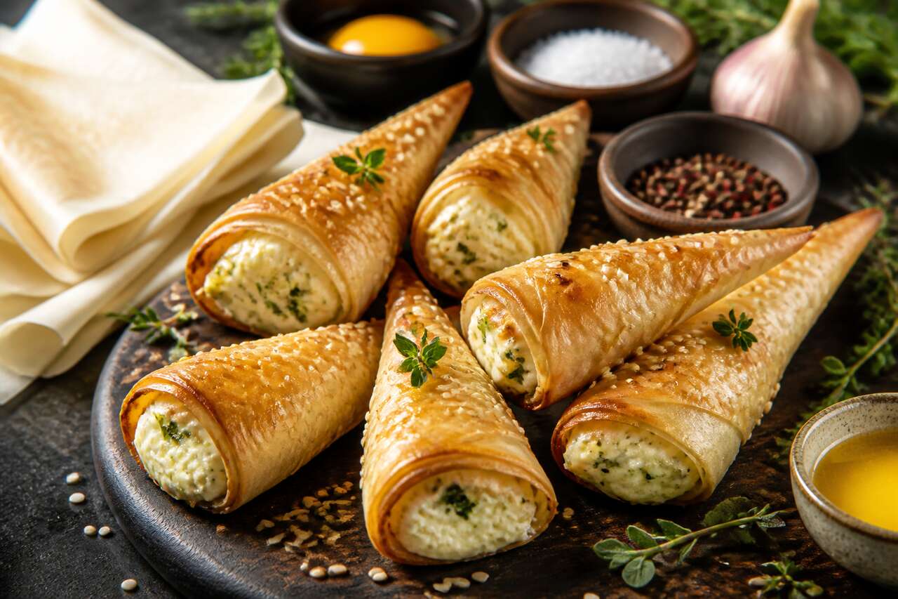 Cornets de brick au fromage ail et fines herbes : recette savoureuse