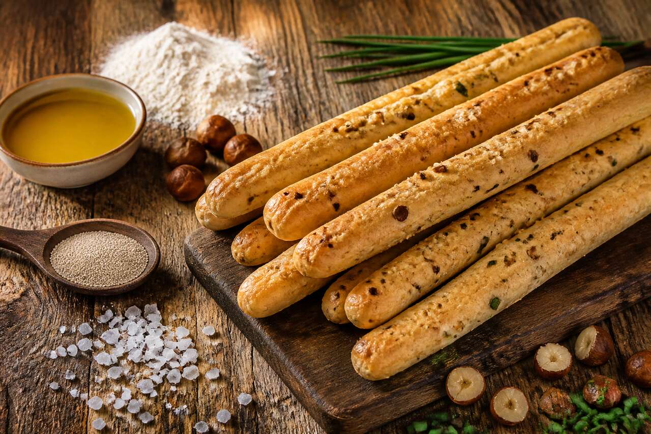 Recette de gressins aux noisettes et ciboulette