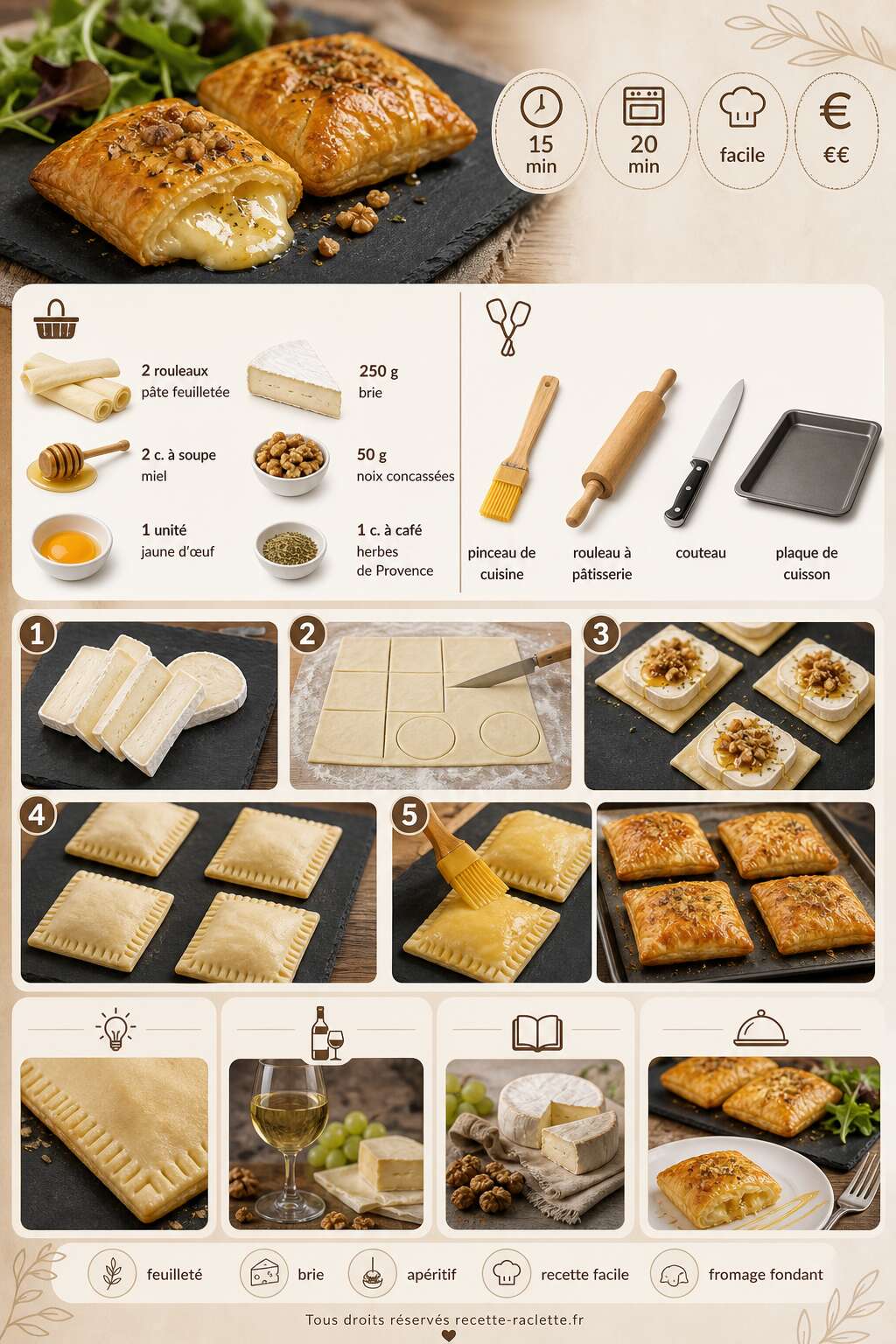 Fiche recette Recette de feuillet&eacute; au Brie : un d&eacute;lice fondant &agrave; d&eacute;couvrir