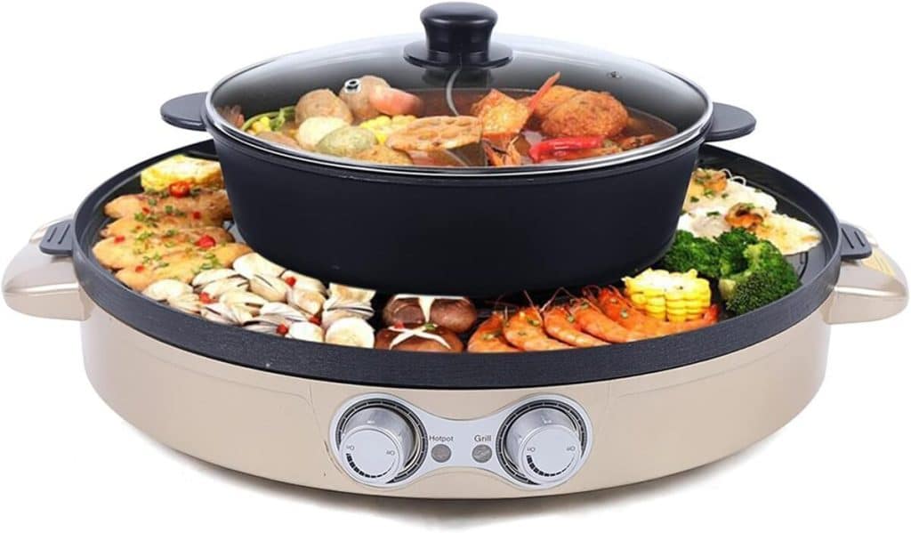 Test barbecue coréen hot pot électrique 2200W 2 en 1