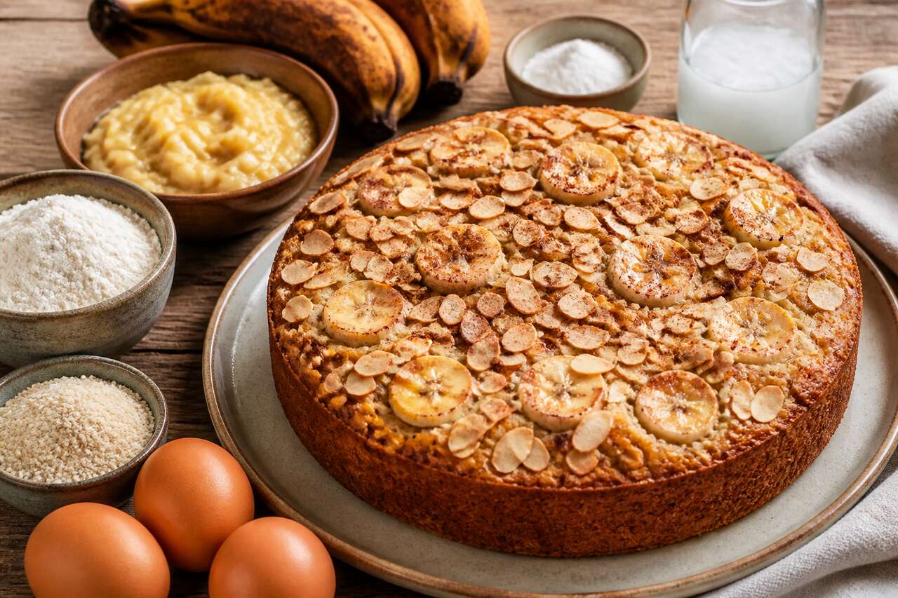 Cake banane amande : sans beurre ni sucre