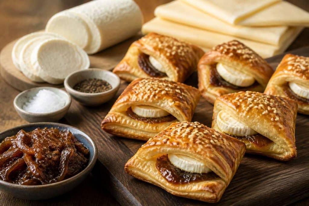 Chaussons au mini fromage et confit d'oignon : recette gourmande