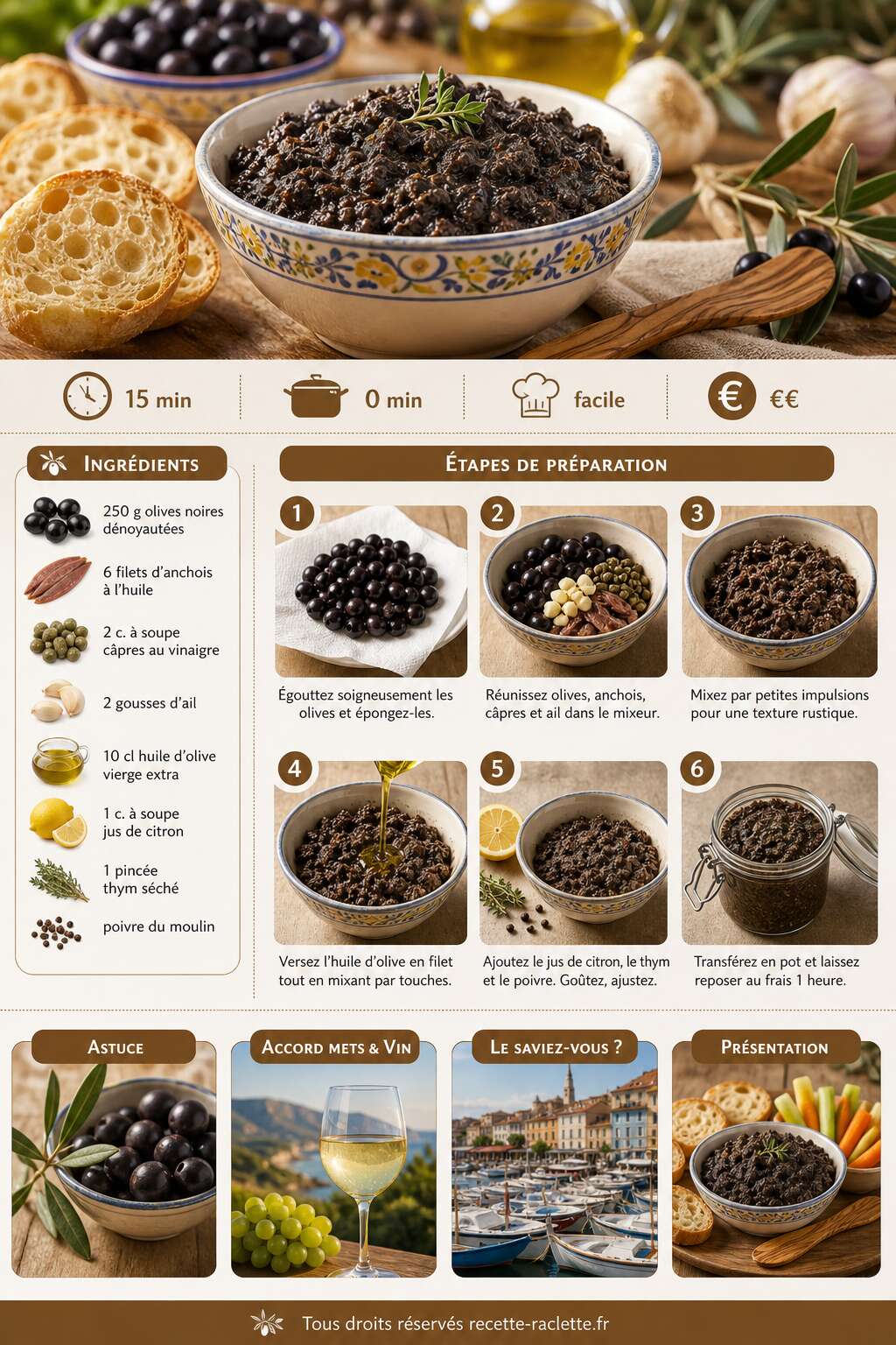 Fiche recette Recette authentique de la tapenade noire maison Fiche recette Recette authentique de la tapenade noire maison