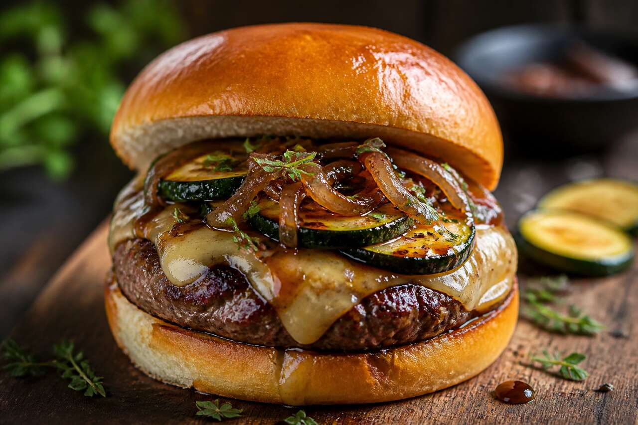 Hamburger courgettes, oignon et fromage : recette gourmande