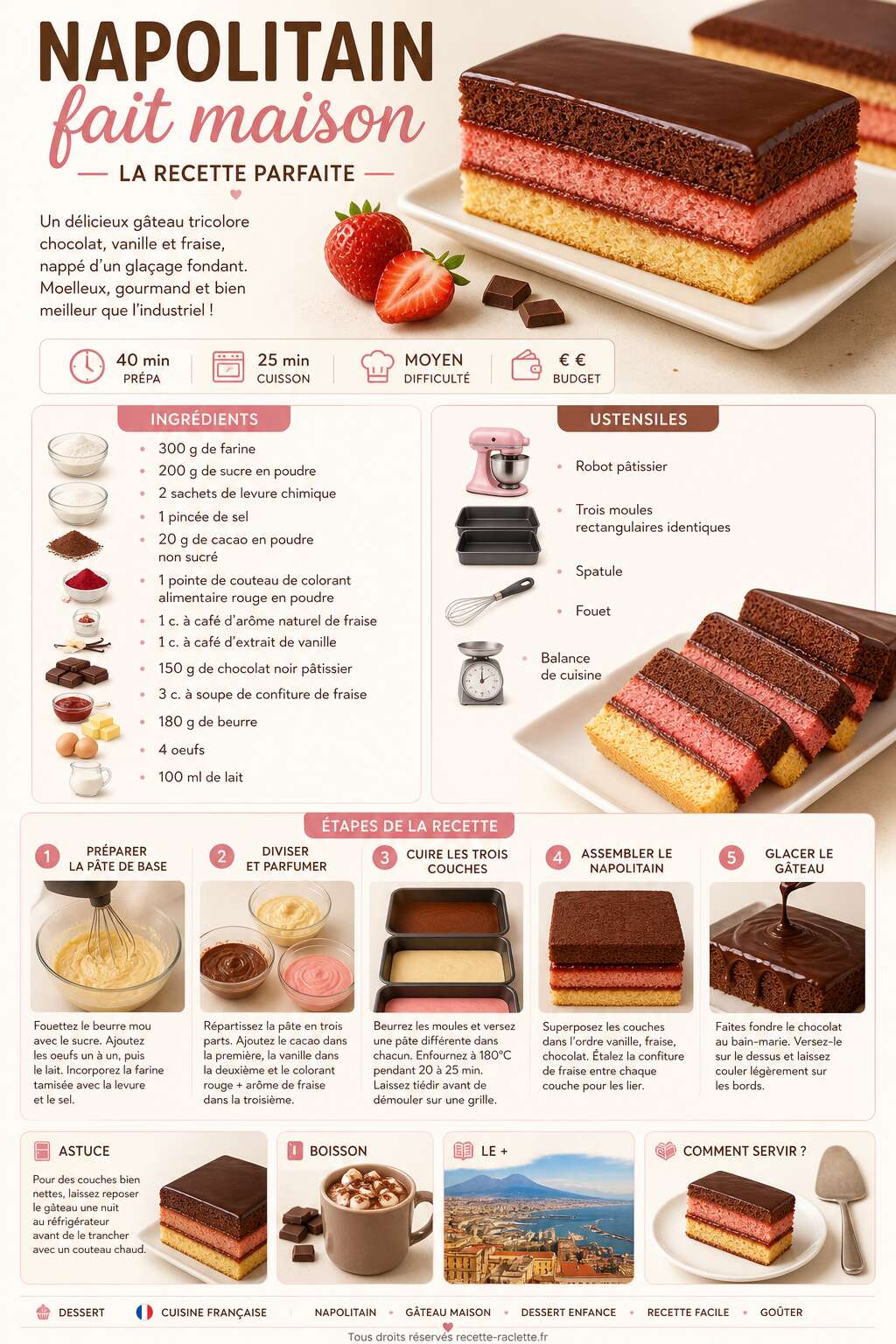 Fiche recette Napolitain fait maison : la recette parfaite Fiche recette Napolitain fait maison : la recette parfaite