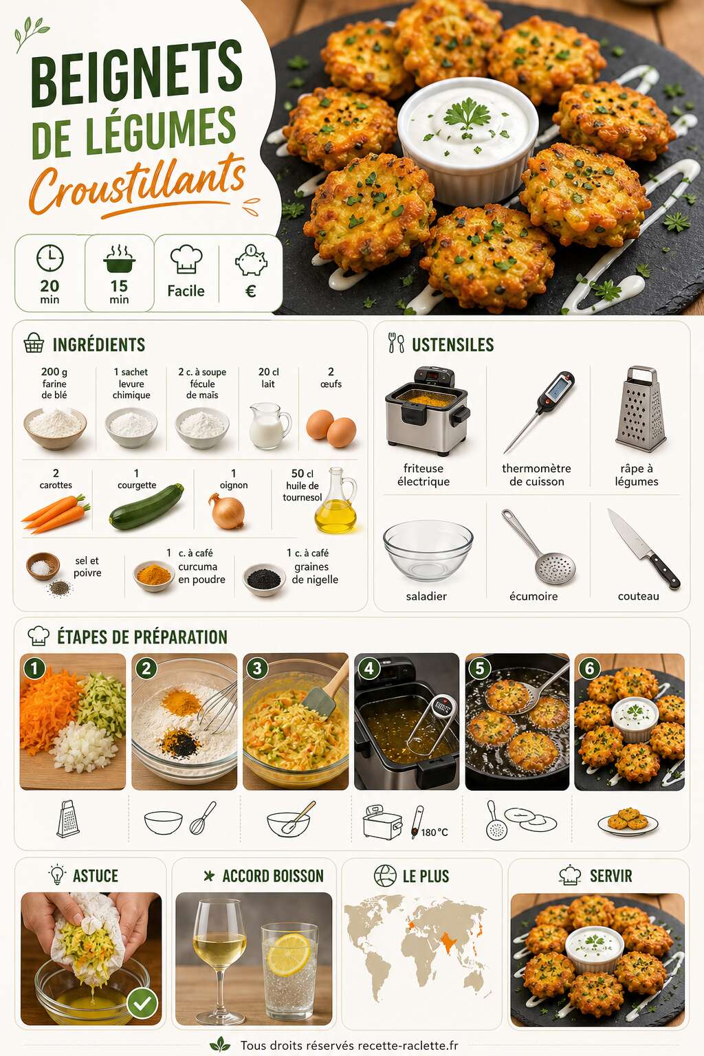 Fiche recette Recette : beignets de L&eacute;gumes Croustillants