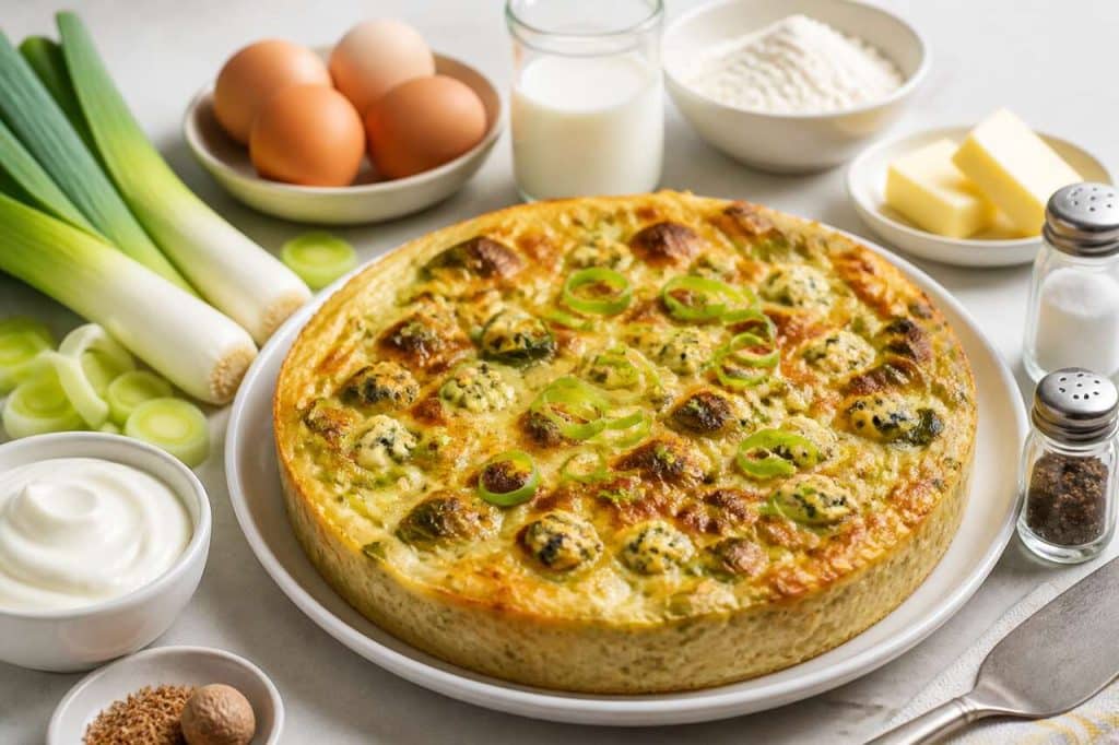 Quiche sans pâte au poireau et au bleu : recette savoureuse et facile