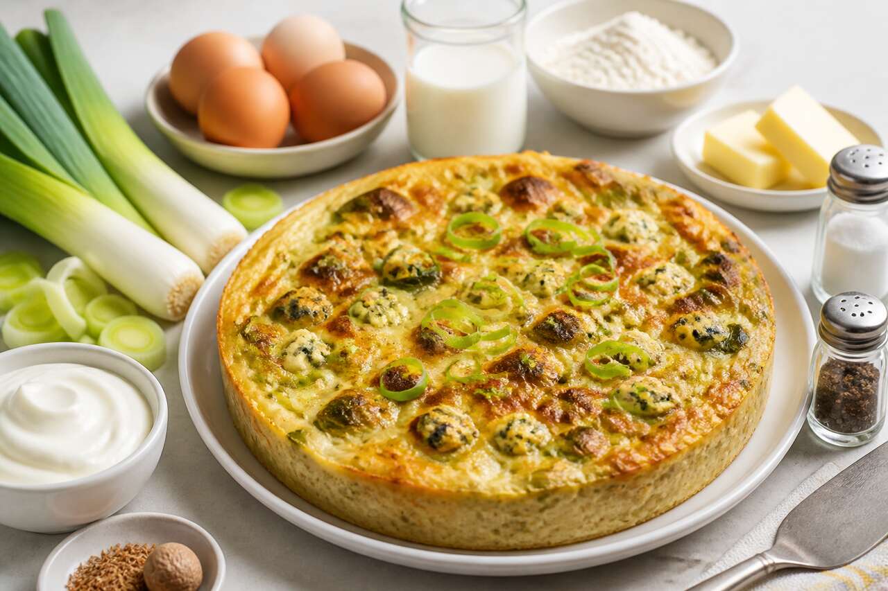 Quiche sans pâte au poireau et au bleu : recette savoureuse et facile
