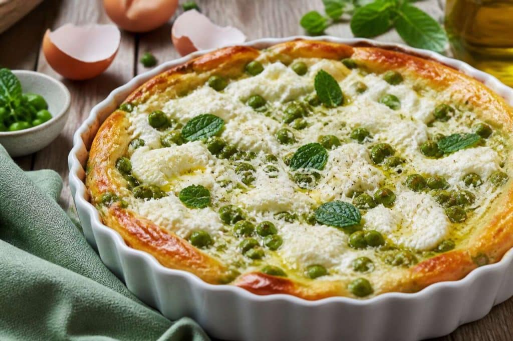 Clafoutis petits pois et ricotta : la recette savoureuse d'Hervé Cuisine