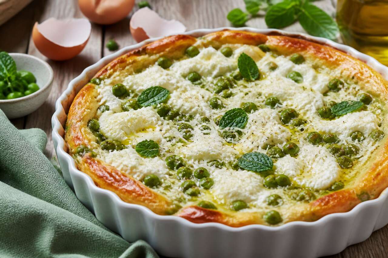 Clafoutis petits pois et ricotta : la recette savoureuse d'Hervé Cuisine