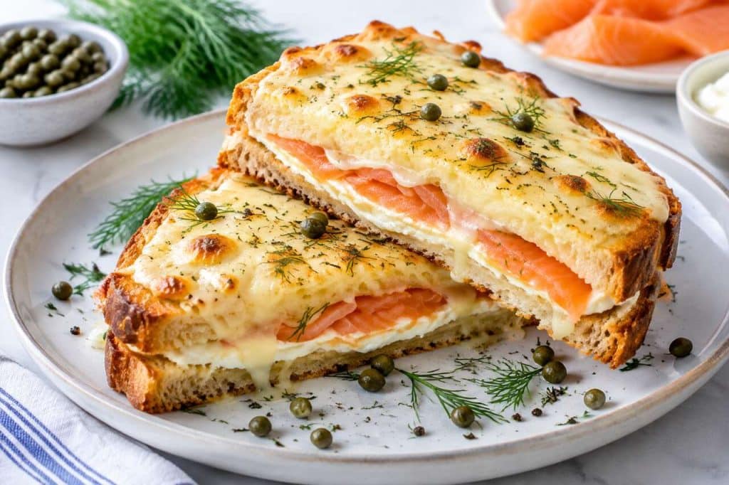 Croque-monsieur saumon fumé et fromage frais : recette gourmande